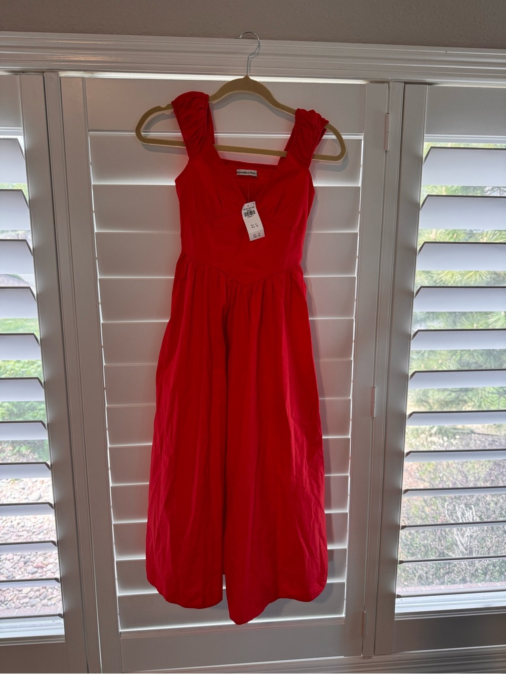 Abercrombie & Fitch Red Sundress with Ruching Straps XXSP